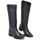 Bota Cano Auto Salto Baixo Bloco Couro Legitimo confort plus
