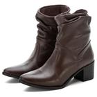 Bota Cano Curto Couro Feminino Zíper Lateral Moda Casual Costura Reforçada Estilo Conforto