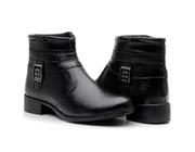 Bota Cano Curto Feminina, Com Fivela Lateral - Cor Preta