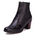 Bota Cano Curto Feminina Com Salto E Zíper Lateral