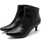 Bota Cano Curto Feminino Bico e Salto Fino Zíper Moda Fashion Mulher Elegante