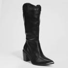 Bota Cano Longo Western Vizzano Salto Médio Feminina - Preto