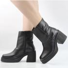 Bota Cano Médio Salto Bloco Couro
