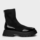 Bota Carrano Meia Tratorada Couro Box e Knit Preto