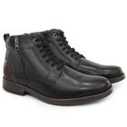 Bota Casual Coturno Couro Masculino Atacador Cano Curto Zíper Lateral Urbana Versátil Preto