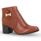 Bota Casual Couro Feminina Cano Baixo Bico Redondo Salto Médio Bottero 346902