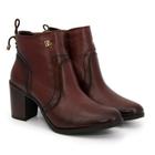 Bota Casual Couro Feminina Cano Curto Salto Grosso Lisa