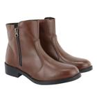 Bota Casual Couro Feminino Cano Curto Moda Zíper Estilo Inverno Confortável Salto Baixo