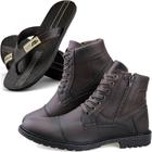 Bota Casual Dhl Masculina 501 Café + Chinelo SW Conforto 1505 Café