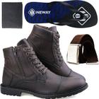 Bota Casual Dhl Ziper Masculina Marrom + 1 Cinto + 1 Chinelo Dhl + 1 Carteira