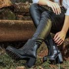 Bota Casual Feminina salto alto Dorf Couro Preto