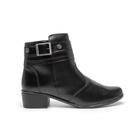 Bota Casual Feminino Cano Curto Com Zíper na Lateral Preto