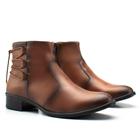 Bota Casual Feminino Cano Curto Zíper Cadarço Trançado Atrás Moda Robusto Salto Baixo