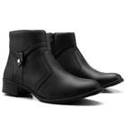 Bota Casual Feminino Cano Curto Zíper Detalhe Rebite Moda Robusto Salto Baixo