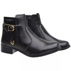 Bota Casual Feminino Cano Curto Zíper Fivela Tira Ponteira Metal Moda Inverno Salto Baixo