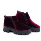 Bota Casual Feminino Couro Aveludado Cano Curto Tratorada Conforto