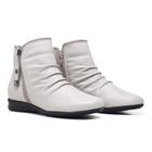 Bota Casual Feminino De Couro Enrugado All White Sola Baixa Confortável