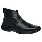 Bota Casual Masculina Botina Couro Tradicional Elástico Preta