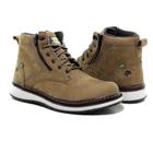 Bota Casual Masculina Couro Zíper Calce Fácil Macia Conforto