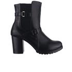 Bota Chelsea com Salto Bloco e Detalhes em Fivela Feminina Mooncity Preta - 73132