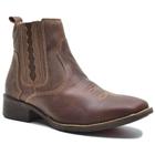 Bota Chelsea Country Couro Masculina Forro Couro Bico Quadrado Detalhada Solado Antiderrapante