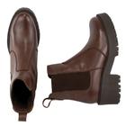 Bota Chelsea Feminina Couro Legitimo Cano Curto Sola Tratorada Elástico Preto Café