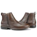 Bota Chelsea Masculina de Couro Cano Curto com Ziper Chocolate 102