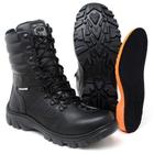 Bota Coturno Adventure Militar Moto Patrulha Fulgore Cano Médio com Cadarço Preta Couro Legítimo