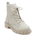 Bota Coturno Cano Curto Estilo Mix 27992 Off White