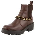 Bota Coturno Casual Couro Feminino Estilo Elástico Moda Corrente Grossa Elegante Sola Tratorada