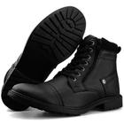 Bota Coturno Casual Zíper Perfuros Masculina Preta Dhl