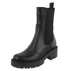 Bota Coturno Couro Casual Feminino Cano Médio Moda Elástico Elegante Confortável Sola Tratorada