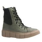 Bota Coturno Couro Feminino Cadarço Elástico Moda Robusto Estilo Confortável Sola Tratorada