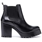 Bota Coturno Couro Feminino Elástico Moda Elegante Calce Fácil Salto Alto Tratorado