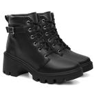 Bota Coturno Feminino Blogueira Cadarço Tira Fivela Moda Moderna Elegante Sola Tratorada