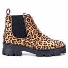 Bota Coturno Feminino Botina Chelsea Elástico Oncinha Tratorada Cano Médio Elegante Casual