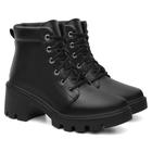 Bota Coturno Feminino Cadarço Estilo Moderno Elegante Confortável Sola Tratorada