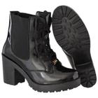 Bota Coturno Feminino Cano Baixo Verniz Preto Cr Shoes 1705