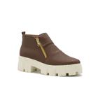 Bota Coturno Feminino Couro Cano Baixo Elegante Sola Tratorada Plataforma cor Caramelo