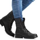 Bota Coturno Feminino Estilo Militar Sola Tratorada Antiderrapante