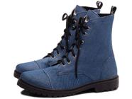 Bota Coturno Feminino Numeração Especial Grande Jeans Azul Arrasadora