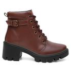 Bota Coturno Feminino Salto Médio Ankle Boot Fivela Lareral