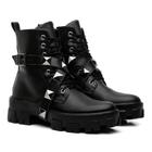 Bota Coturno Feminino Tratorada Preto Estilosa Blogueira