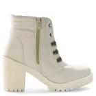 Bota Coturno Feminino Tratorado Cano Curto Bico Redondo Blogueira Moda Inverno Casual Moderna