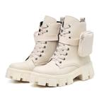 Bota Coturno Feminino Tratorado Militar Com Bolsinha Lateral Removível Off White