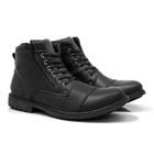 Bota Coturno Masculina Cadarço Zíper Bico Redondo Conforto