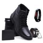 Bota Coturno Masculina Cano Curto Kit Relógio Carteira Cinto