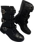 Bota Coturno Punk Rock Estilo Militar 3 Fivelas Cano Médio