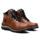 Bota Coturno Tênis Adventure Masculino Em Couro Trilhas Ou Dia a Dia Caramelo