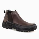 Bota Coturno Trabalho Couro Floater Brown Resistente Solado De Borracha